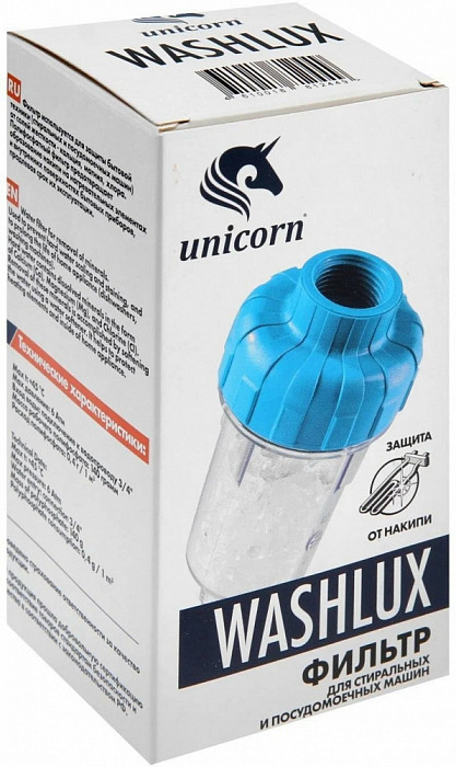 UNICORN WM34, Фильтр для стиральной машины, 3/4", кристаллы полифосфата